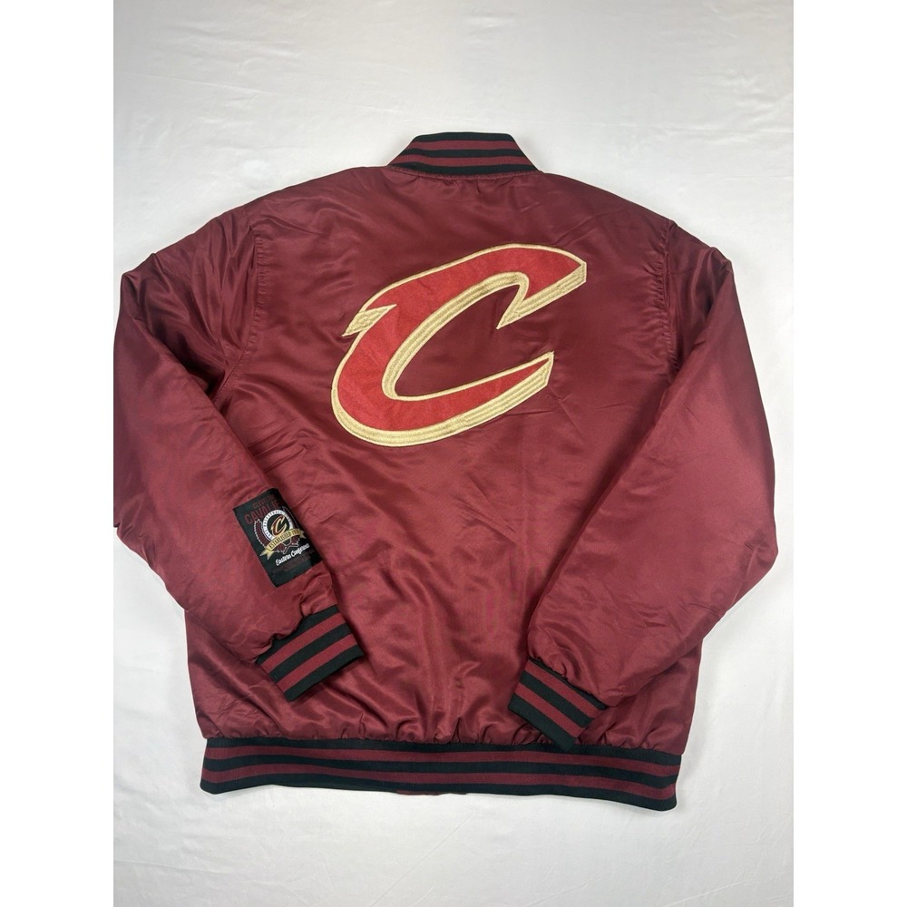 NBA Cleveland Cavaliers Bomber Jacket Mens Med, Satin Maroon Authentic NBA Gear
